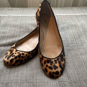 Jcrew Leopard Calf Hair print ballet pumps- size 10
